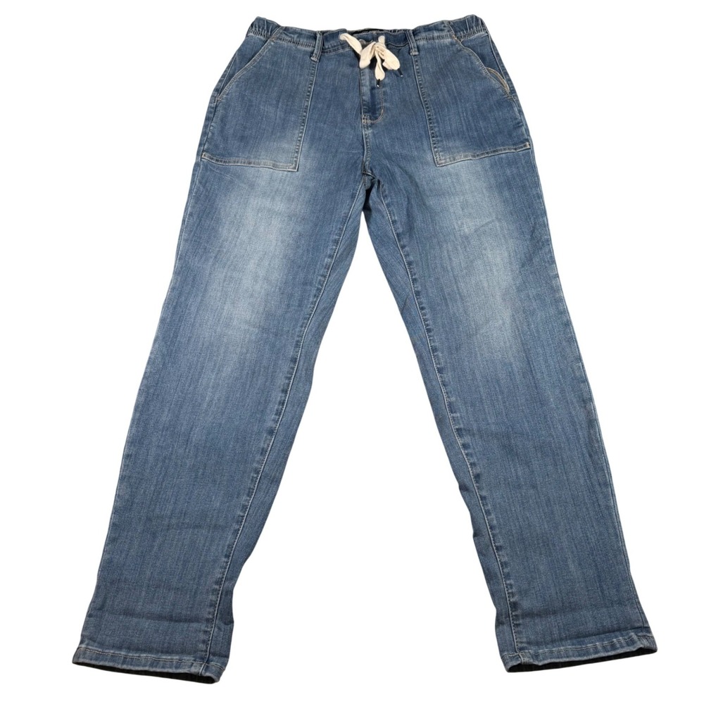 Judy Blue Denim Joggers Womens 15/32 (FITS 34x29) Blue Drawstring Elastic Waist